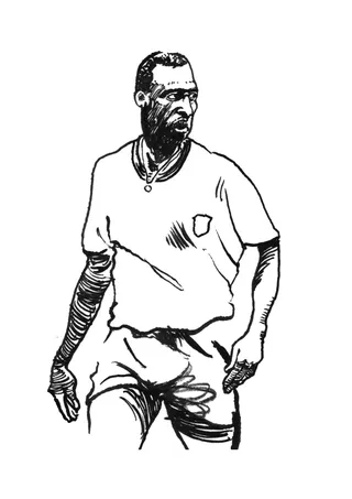 Hand sketch of soccer player