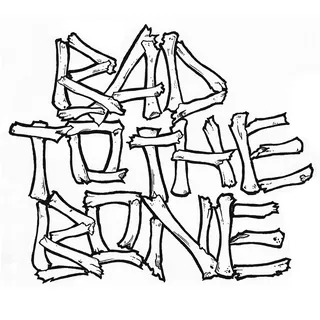 Typography artwork with words formed by bones by Matt Hollings