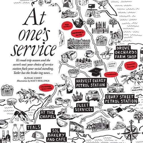 Illustrated map showing various local services and landmarks in a coastal region.