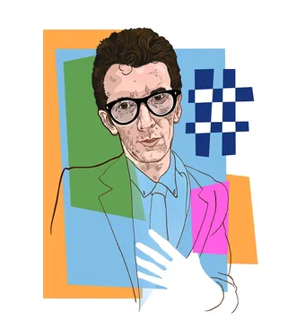 Abstract geometric portrait of man with glasses by Matt Hollings