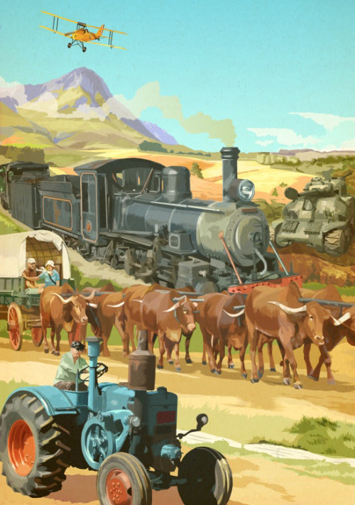 Animais Búfalos e travessia de trem