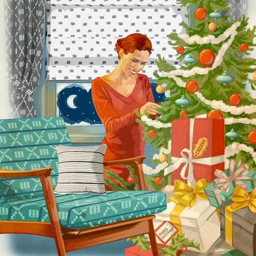 Digital painting of Christmas tree decoration 