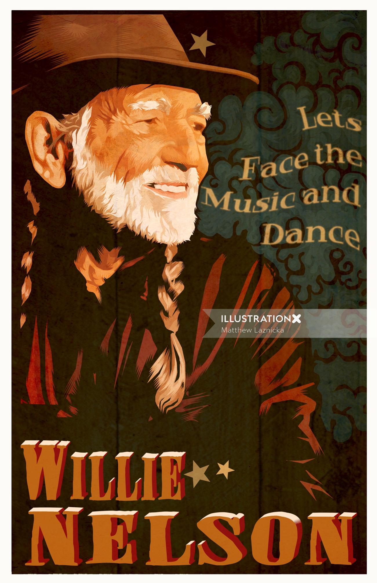 Graphic Lettering Willie Nelson