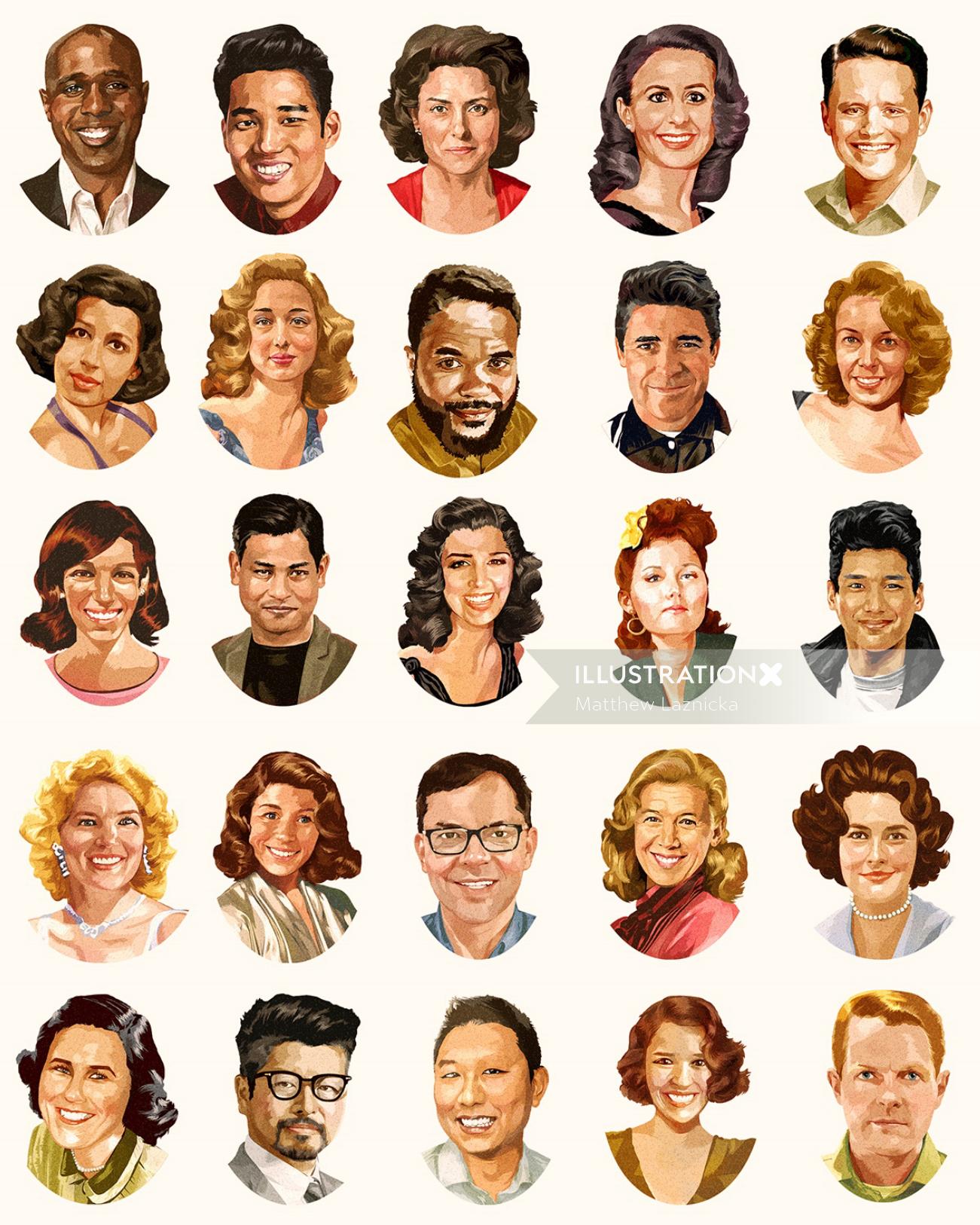 Portraits graphiques de visages de célébrités