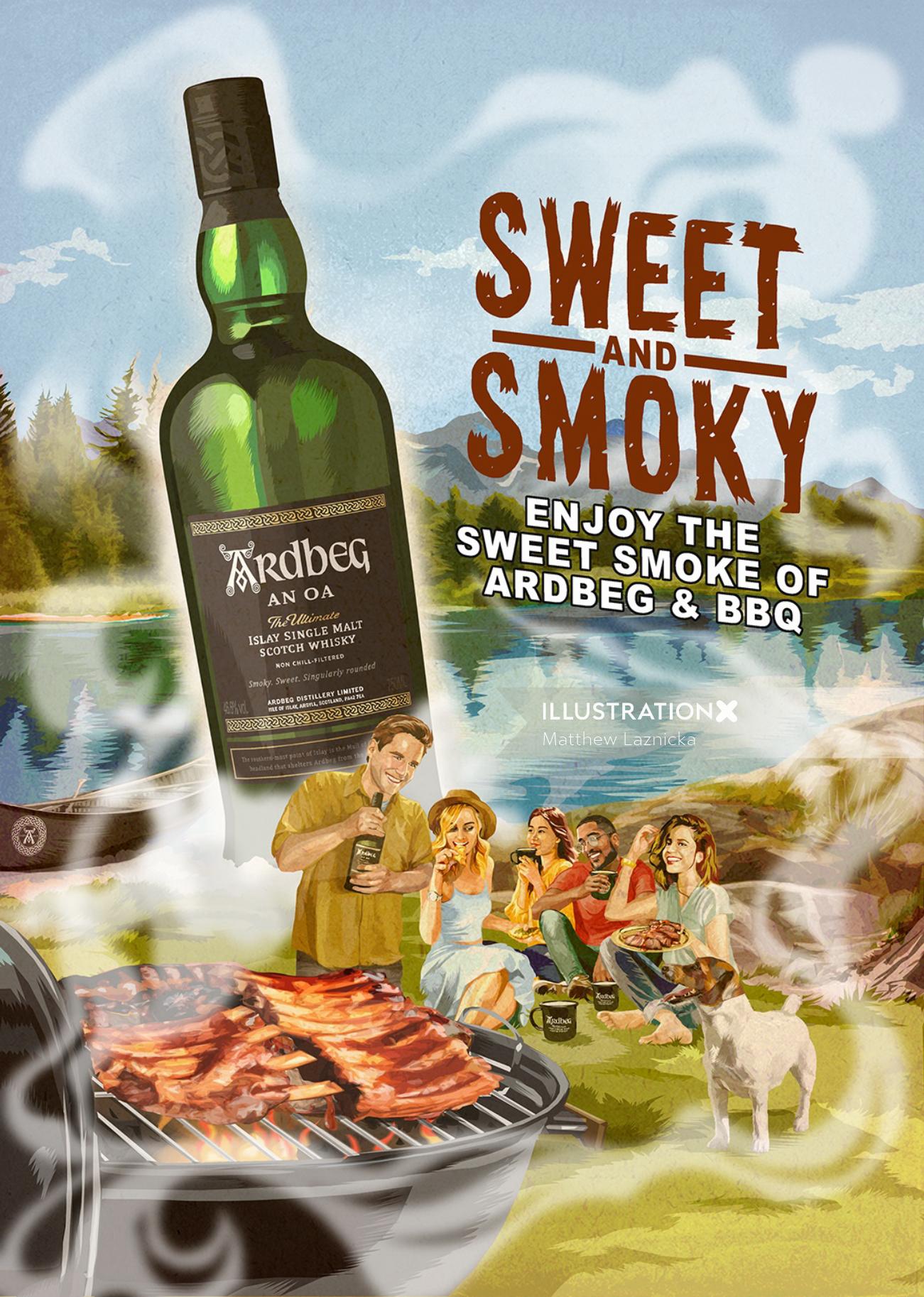 Graphic Lettering Sweet and Smoky bottle