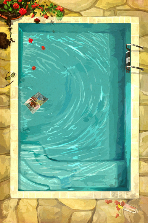 Papel gráfico flutuando na piscina
