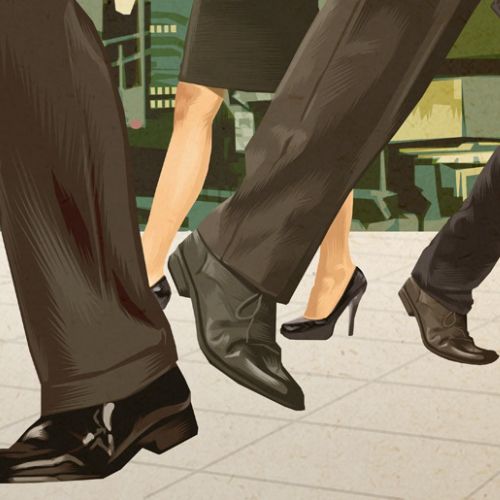 Black trousers and black shoes illustration by Matthew Laznicka