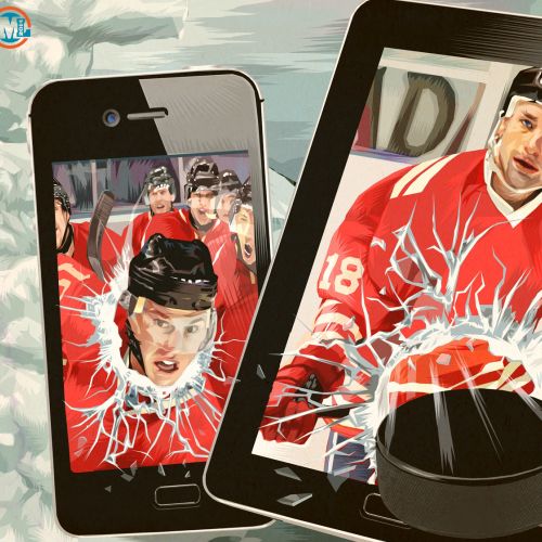 Graphic ice hockey image on mobile device