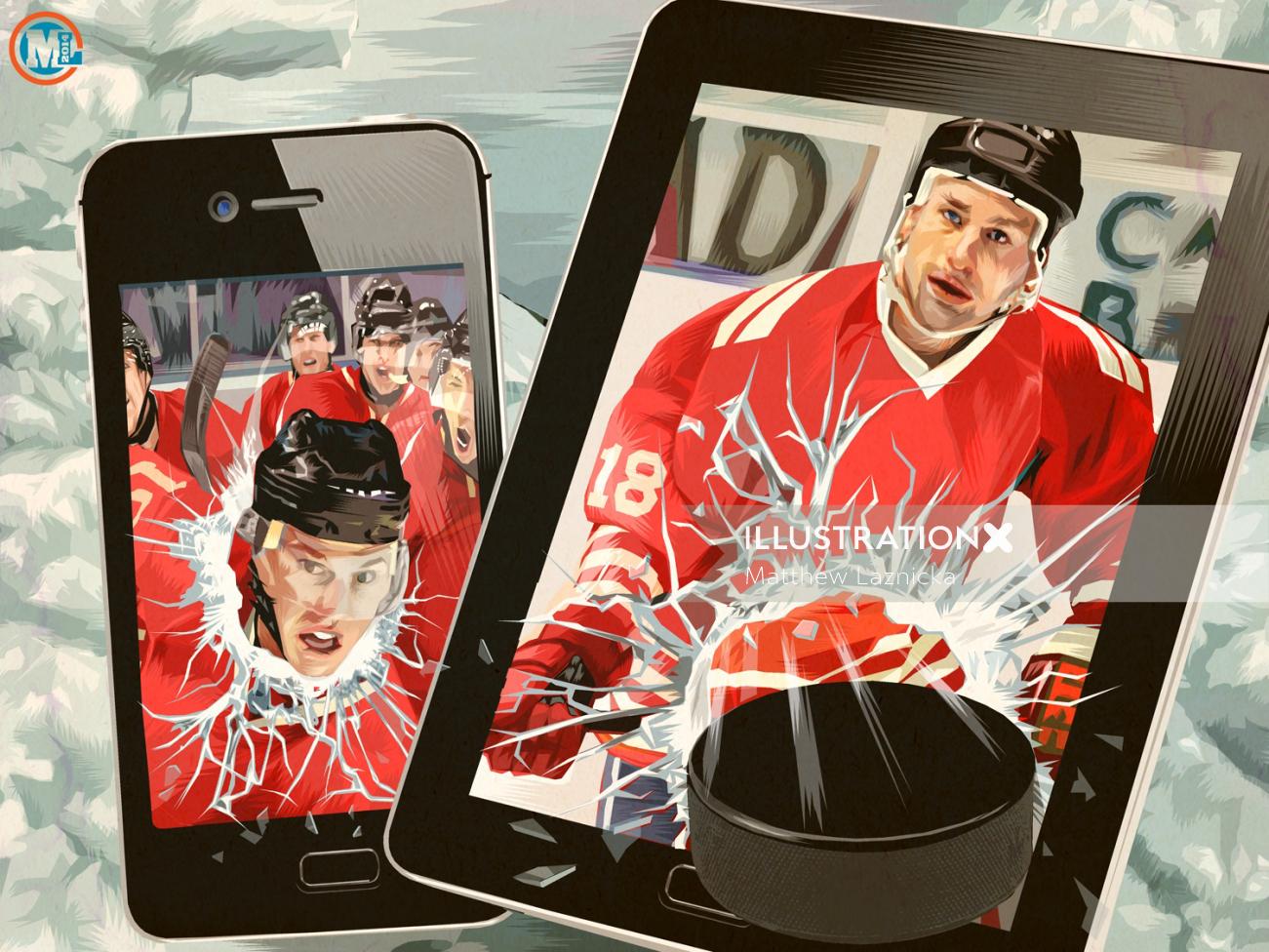 Image graphique de hockey sur glace sur appareil mobile