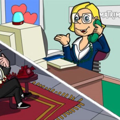 Cartoon characters on phone
