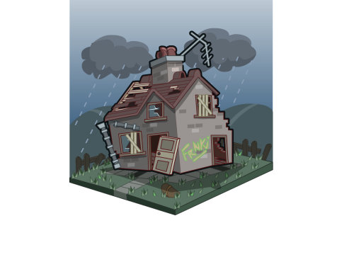 paper house illustrated with cartoon style