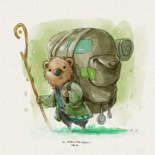 Cartoon & Humour animal with back pack
