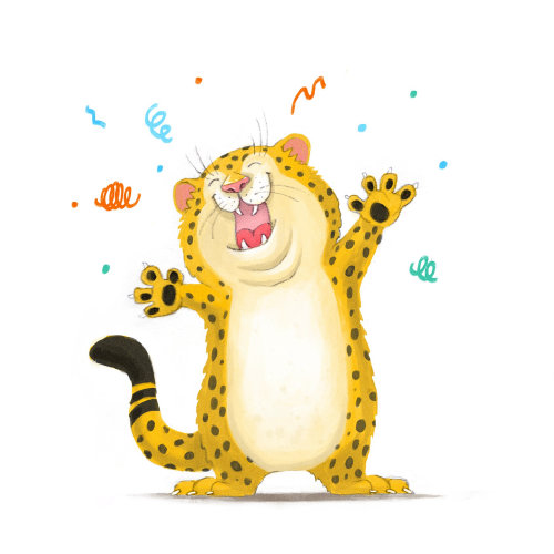 动物卡通与幽默快乐的豹