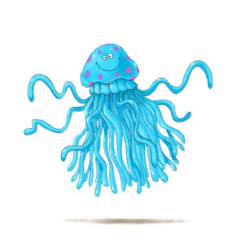 Cartoons & Humour Blue smiley octopus
