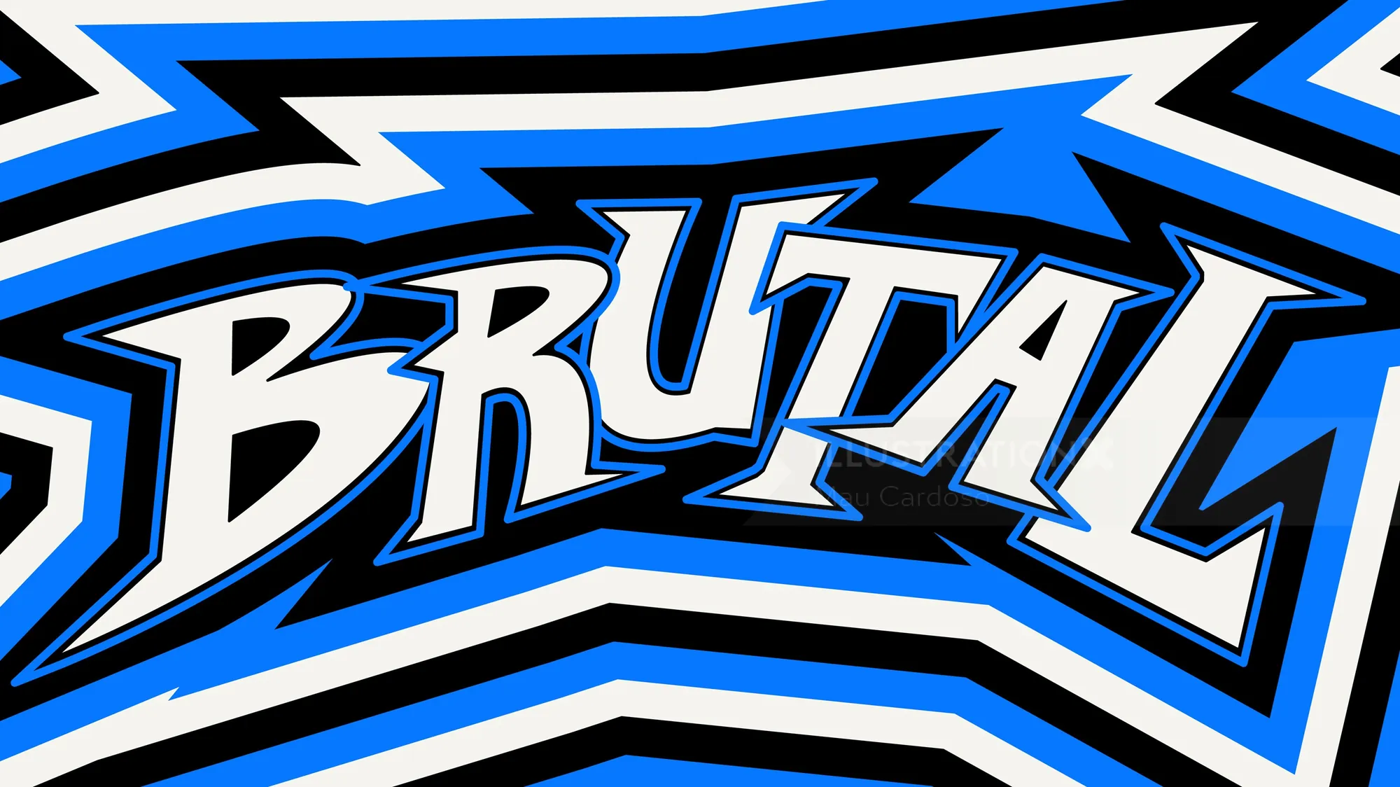 Graffiti-style text 'BRUTAL' in bold blue and black design