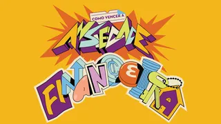 Comic-style colorful text saying 'Como Vencer a Falência' on orange background