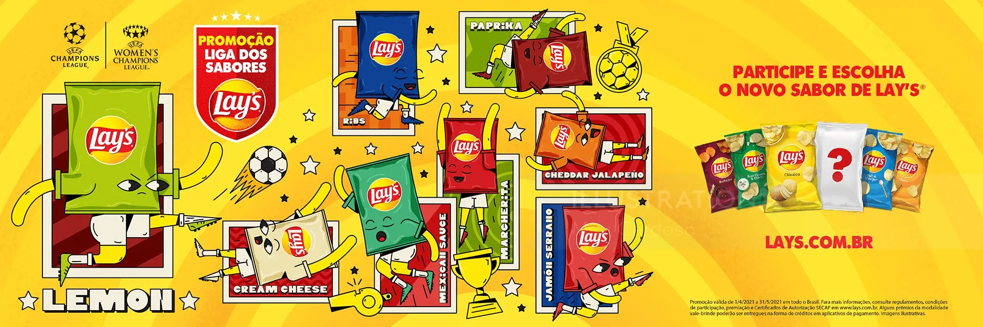 Lay's packaging with lemon flavor and other new chip flavors promotion