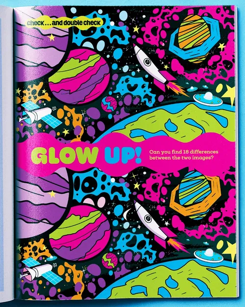 Bright space puzzle with planets, rockets, and stars by Mau Cardoso