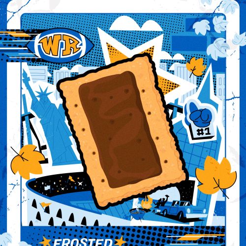 Frosted s'mores illustration with blue and orange graphic style by Mau Cardoso