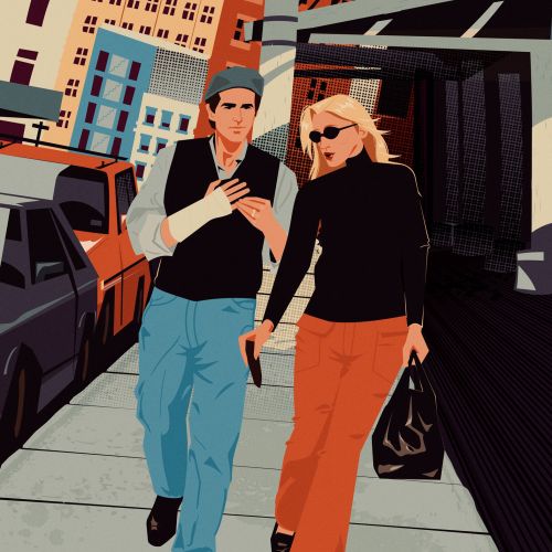 JFK Jr. and Carolyn Bessette walking down city street by Mau Cardoso