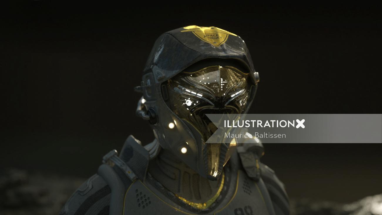 3d character alien face
