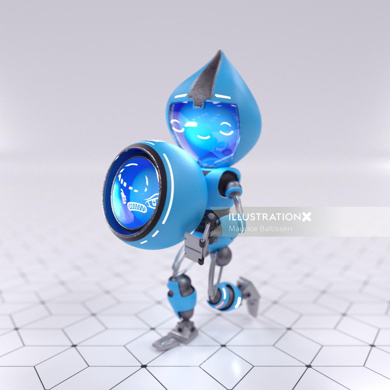 3d blue robot running
