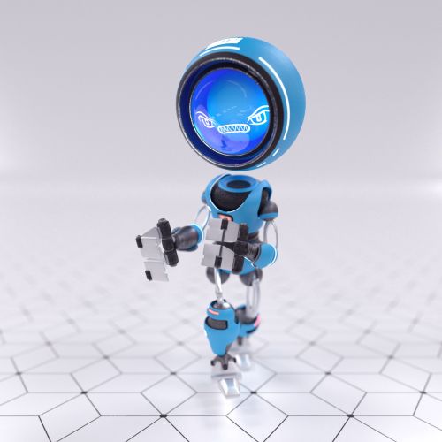 3d blue robot
