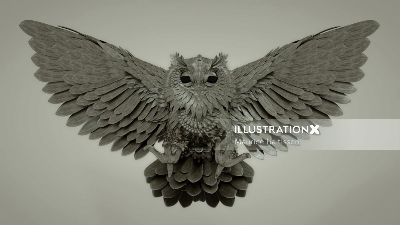 3d flying owl
