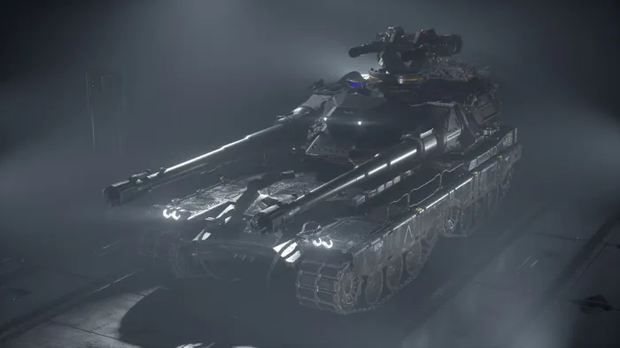 Futuristic black military tank with advanced weaponry by Maurice Baltissen