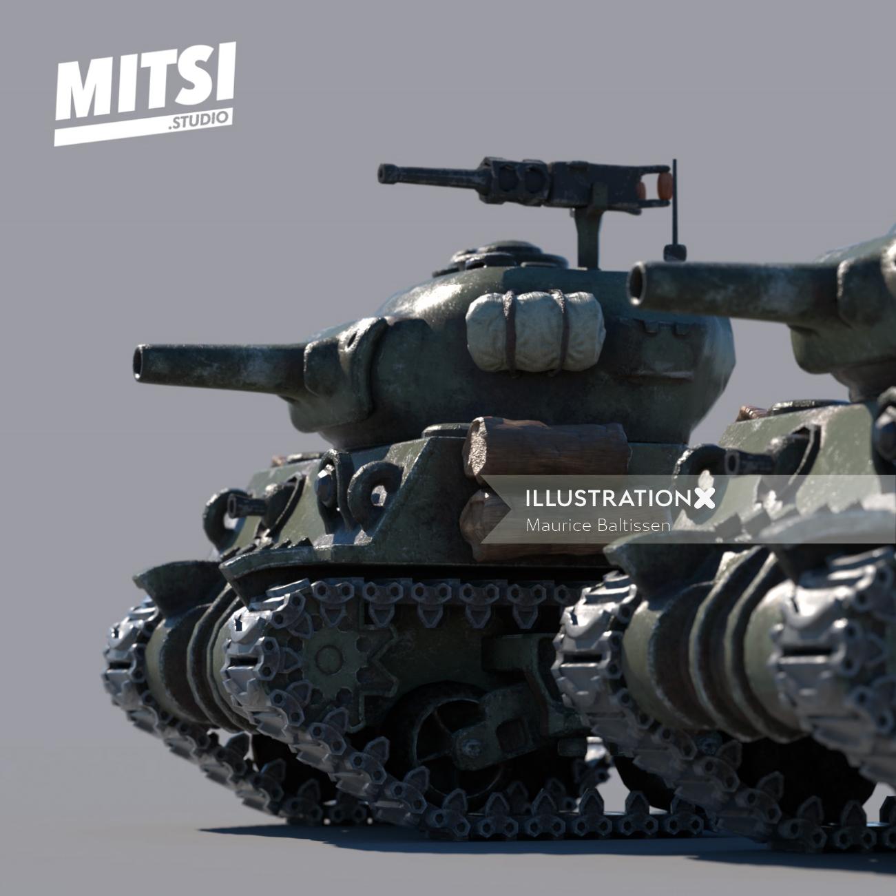 Tankers de guerre Mitsi Studio modèle 3D