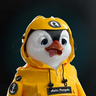 Cute penguin wearing a yellow raincoat by Maurice Baltissen