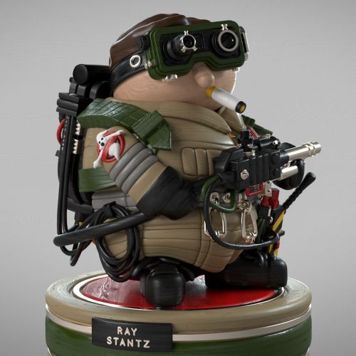 Ray Stantz figurine wearing Ghostbusters gear and goggles, by Maurice Baltissen