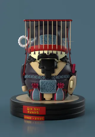 Model of a Chinese Qin Dynasty warrior helmet by Maurice Baltissen