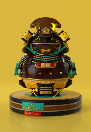 Oda Nobunaga samurai figurine with armor and helmet by Maurice Baltissen