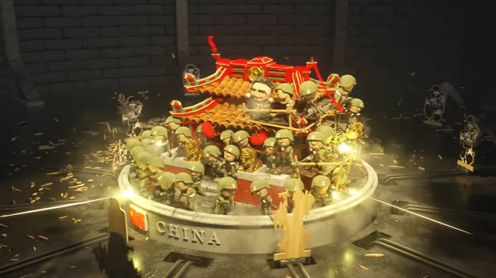 Intricate Chinese sculpture with glowing lights by Maurice Baltissen