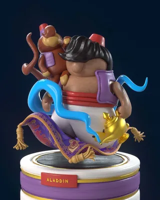3D figurine of Aladdin and Abu with magic lamp by Maurice Baltissen