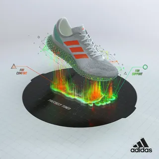 Digital Adidas running shoe design showing comfort and support zones by Maurice Baltissen