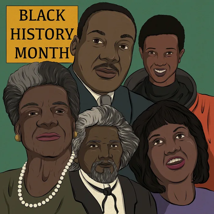 Black History Month illustration by Max Erwin featuring notable figures