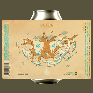 メイン州ポートランドの Goodfire Brewing 社向けの Cuppa ビールのラベル デザイン