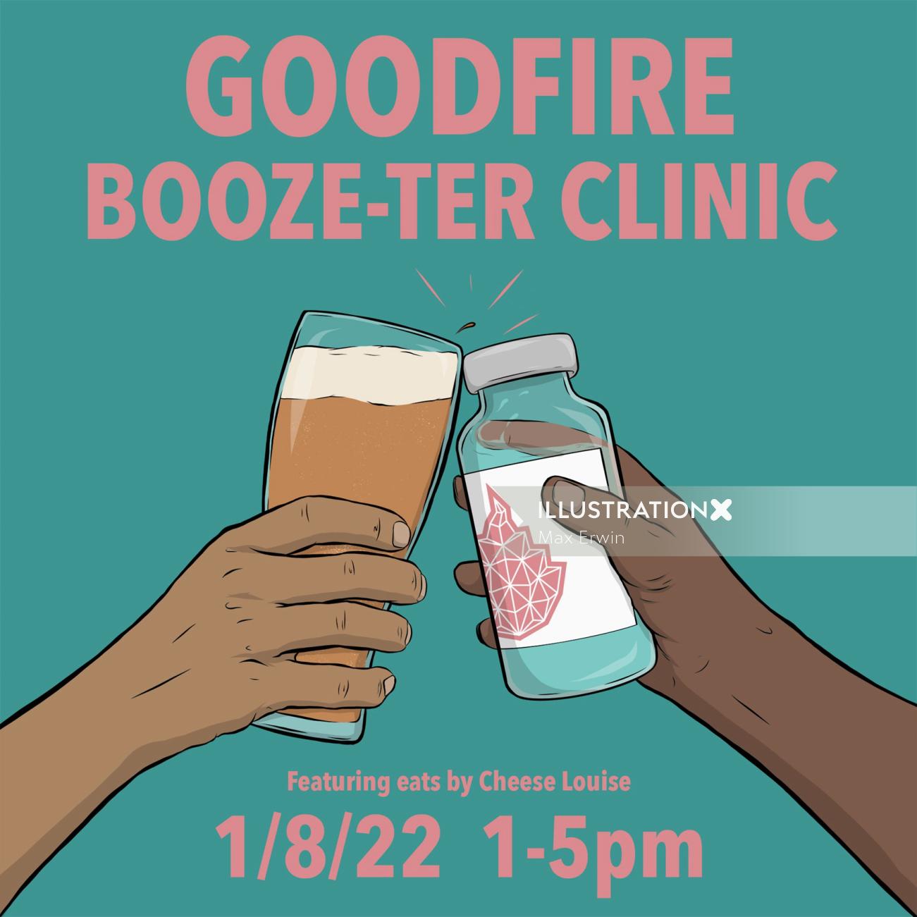 Goodfire Booze-ter Clinic を宣伝するポスター