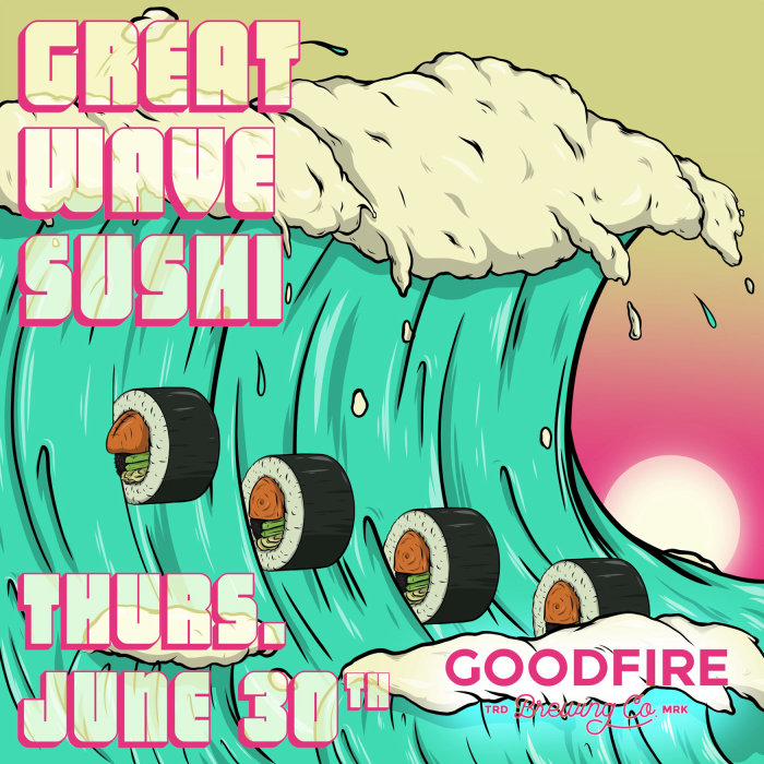 Juin 2022 Conception d&#39;affiche de camion de nourriture Great Wave Sushi