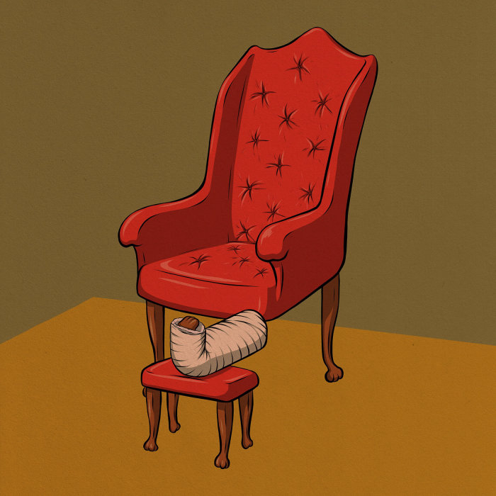 Conception graphique de la jambe cassée