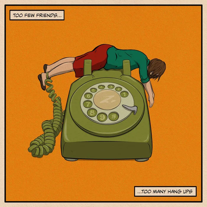 Person face down on large vintage rotary phone by Max Erwin