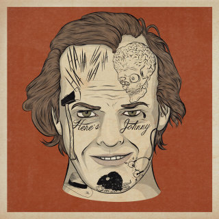 Portrait de Jack Nicholson avec des tatouages ​​de cinéma