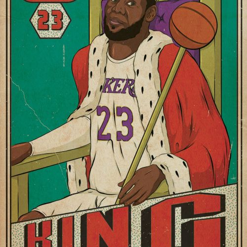 Portrait of King James for basketball card mock-ups called Handles