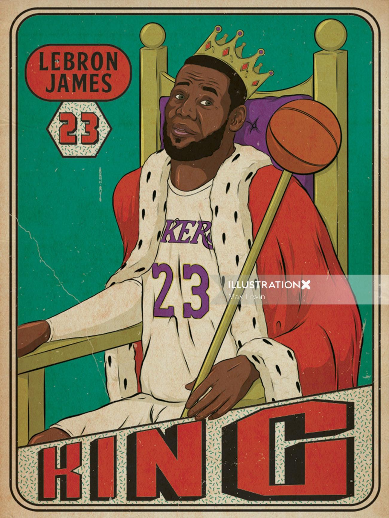 ハンドルと呼ばれるバスケットボール カードのモックアップのジェームズ王の肖像