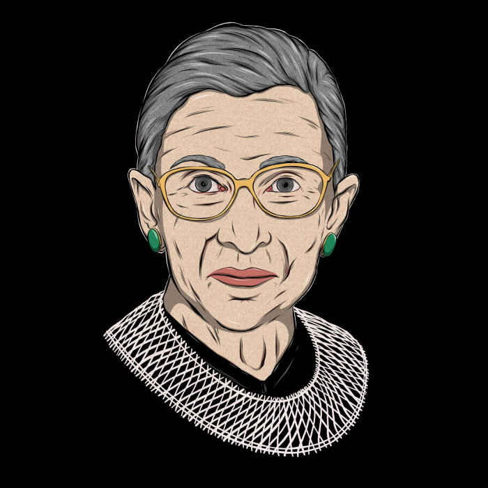 A depiction of Ruth Bader Ginsburg