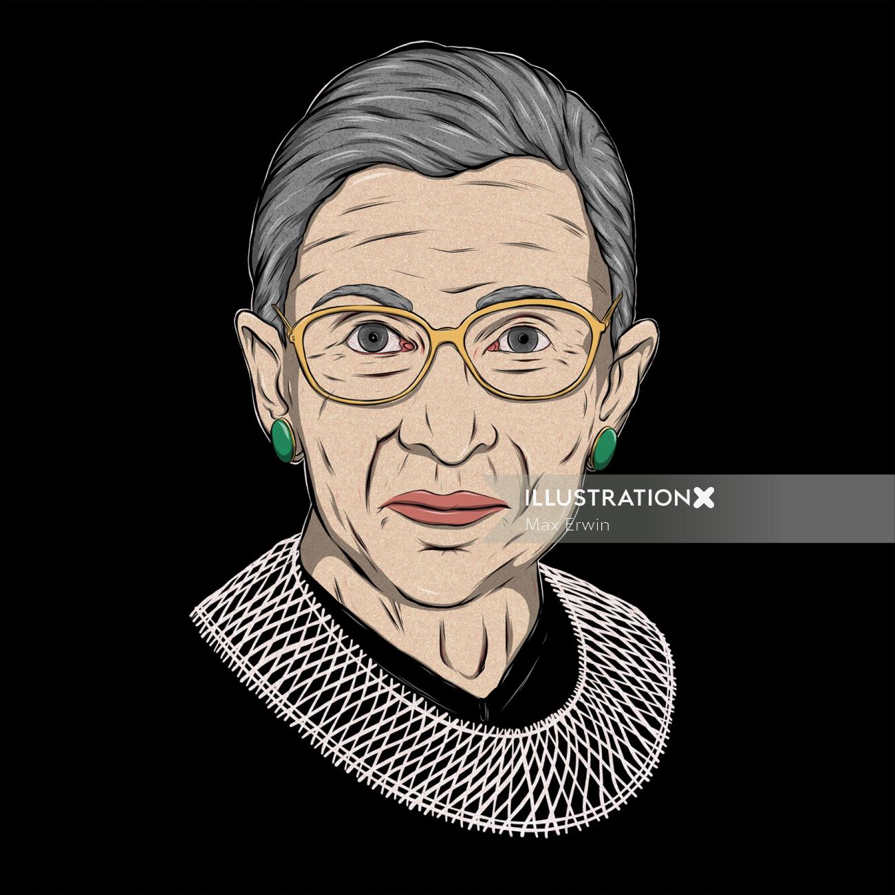 A depiction of Ruth Bader Ginsburg