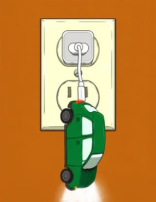 Funny artwork featuring electric vehicles