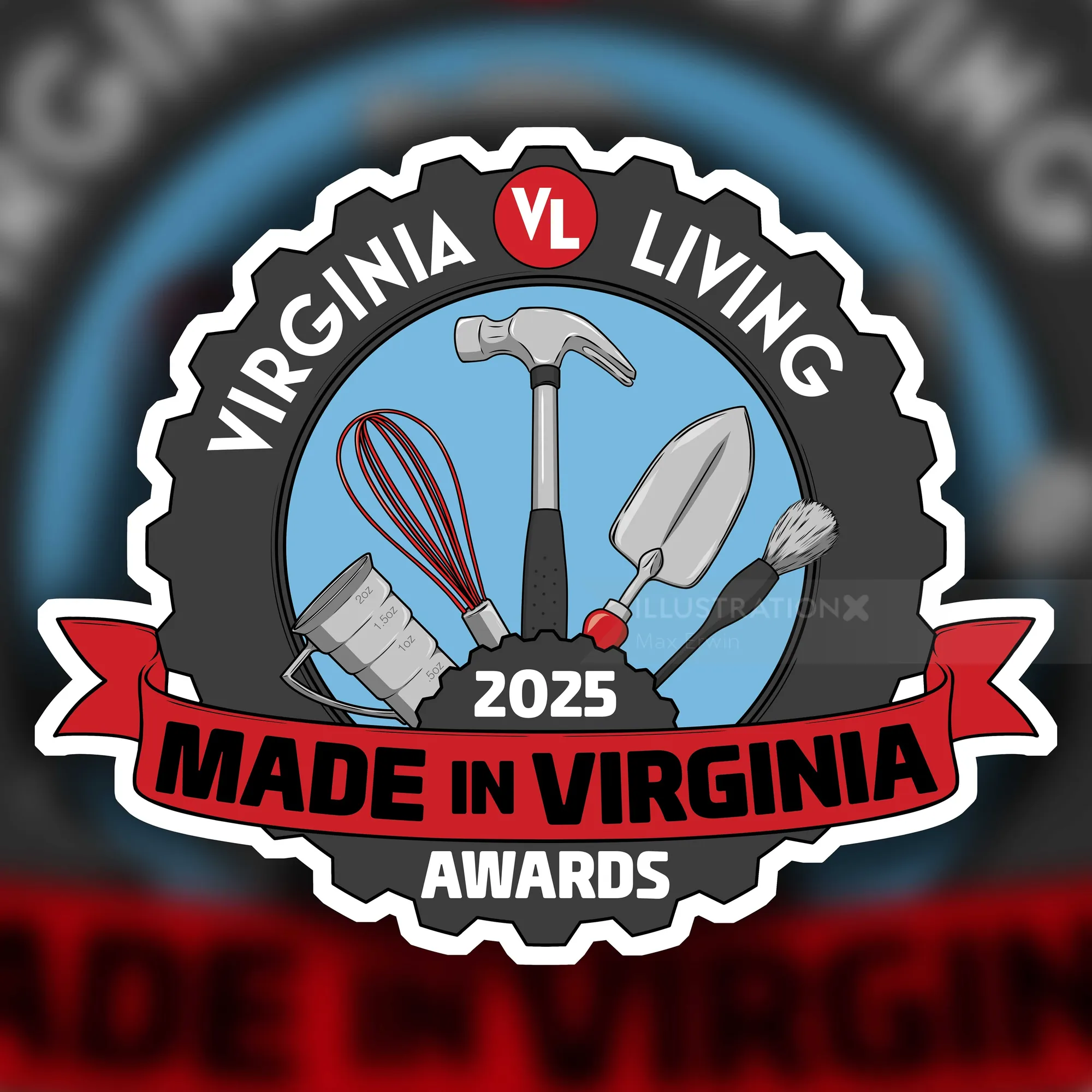 Logo for Virginia Living 2025 Made in Virginia Awards by Max Erwin